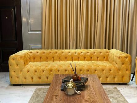 Yellow 3 Seater Chesterfield  Sofa